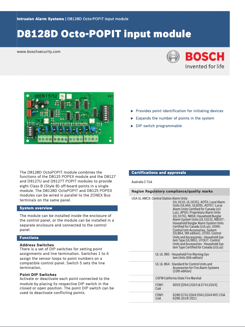 Page 1 of the manual User Manual Bosch D8128D