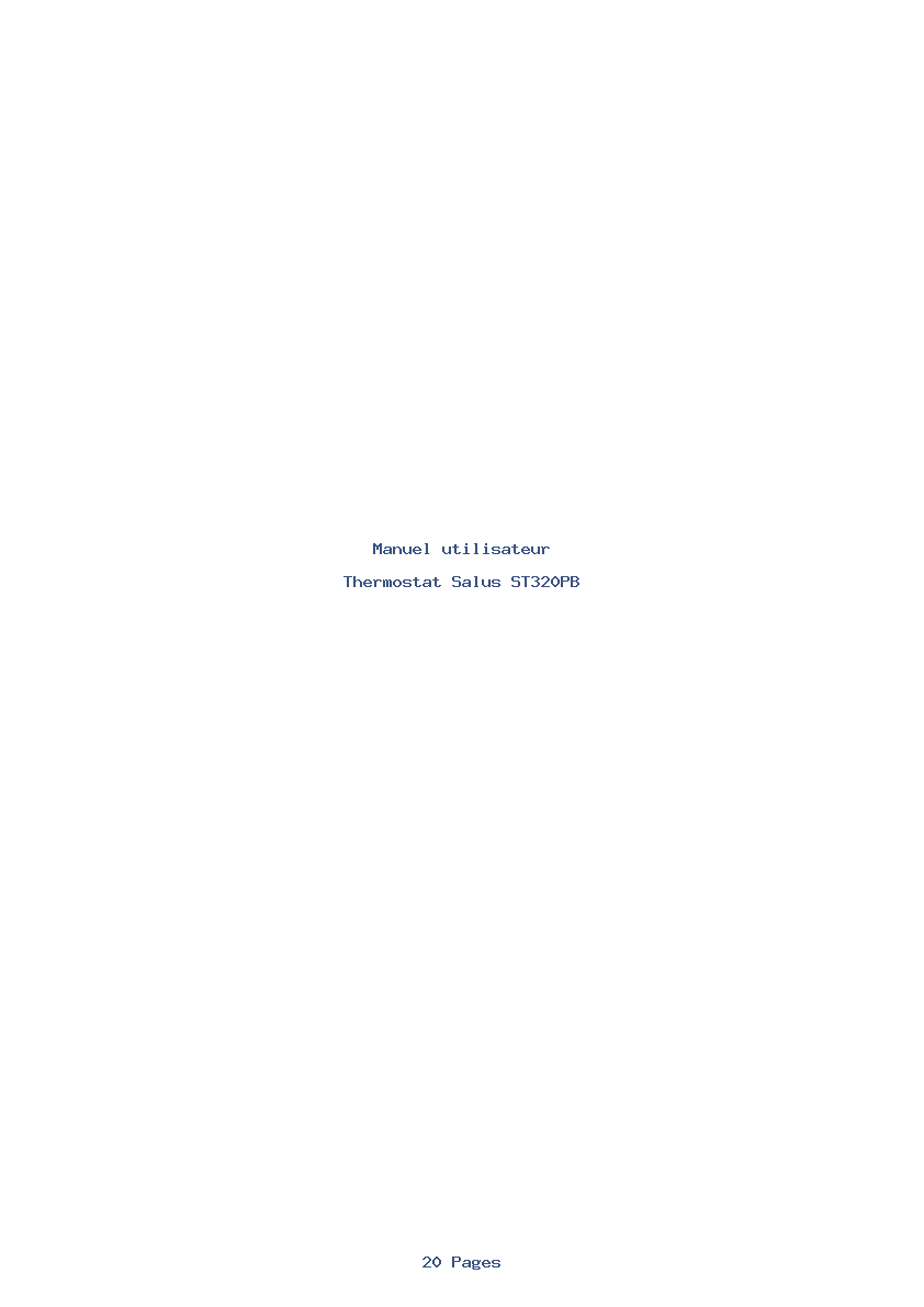 Page 1 de la notice Manuel utilisateur Salus ST320PB