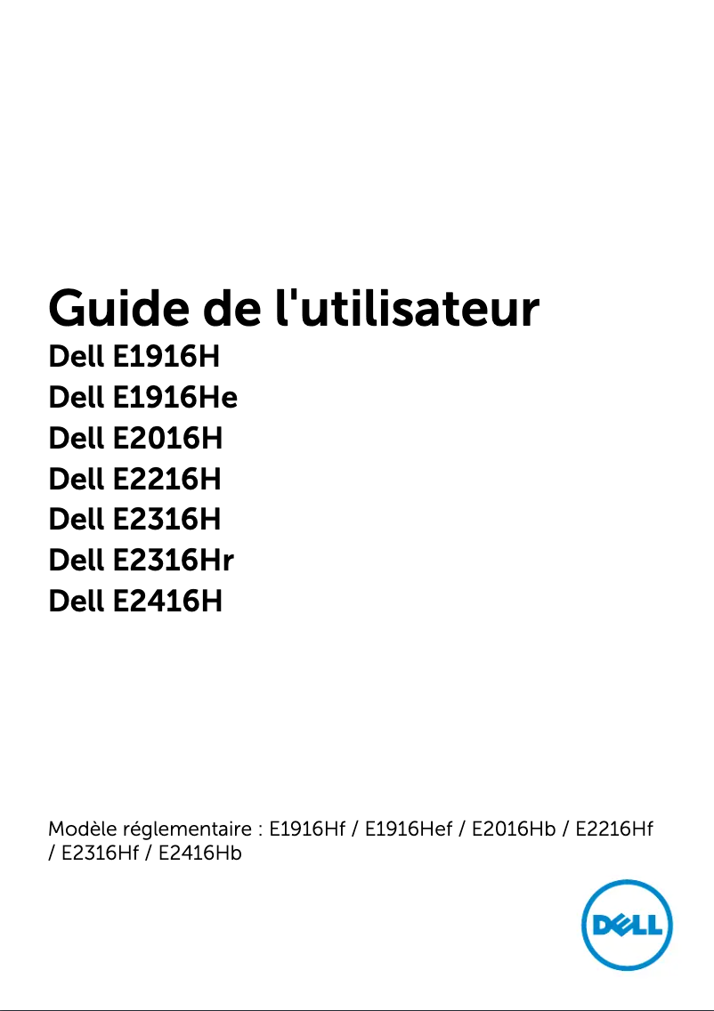 Page 1 de la notice Manuel utilisateur Dell E Series E2016
