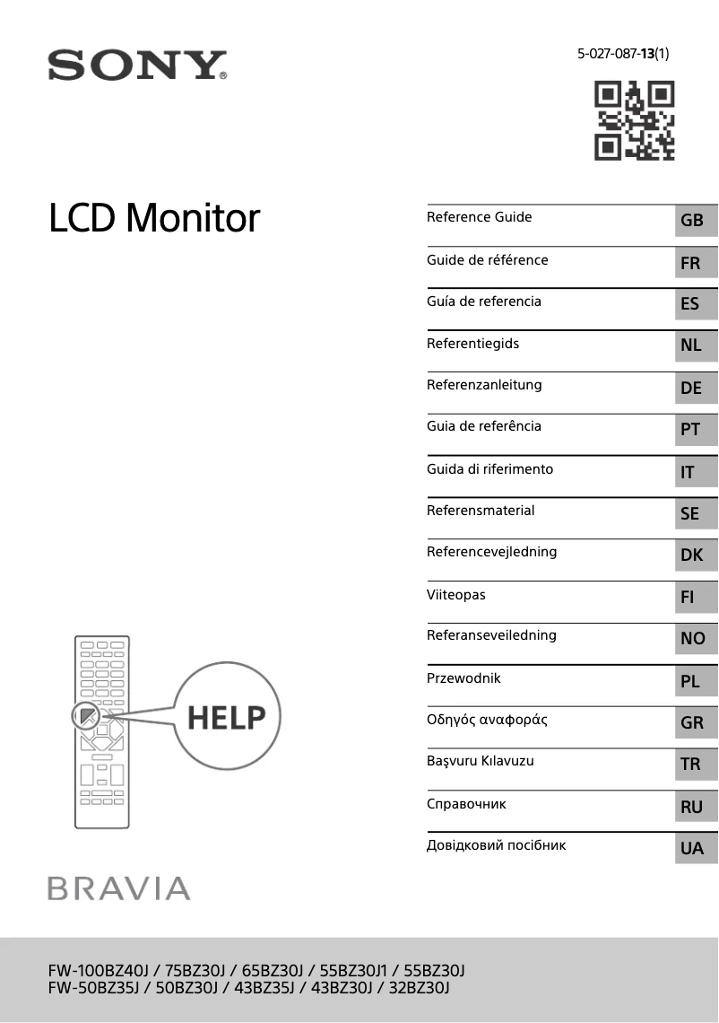 Page 1 de la notice Manuel utilisateur Sony FW-55BZ30J