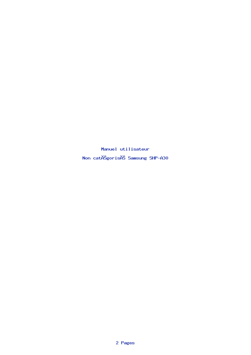 Page 1 de la notice Manuel utilisateur Samsung SHP-A30