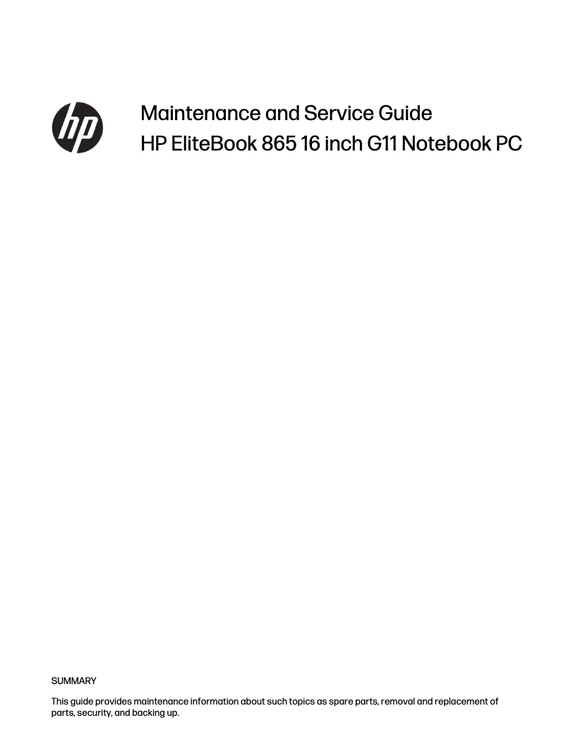Page n°1 - Manuel utilisateur HP EliteBook 865 G11