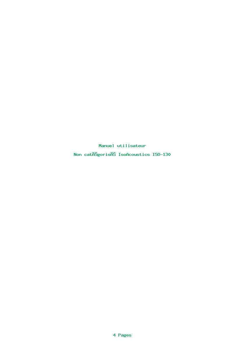 Page 1 de la notice Manuel utilisateur IsoAcoustics ISO-130
