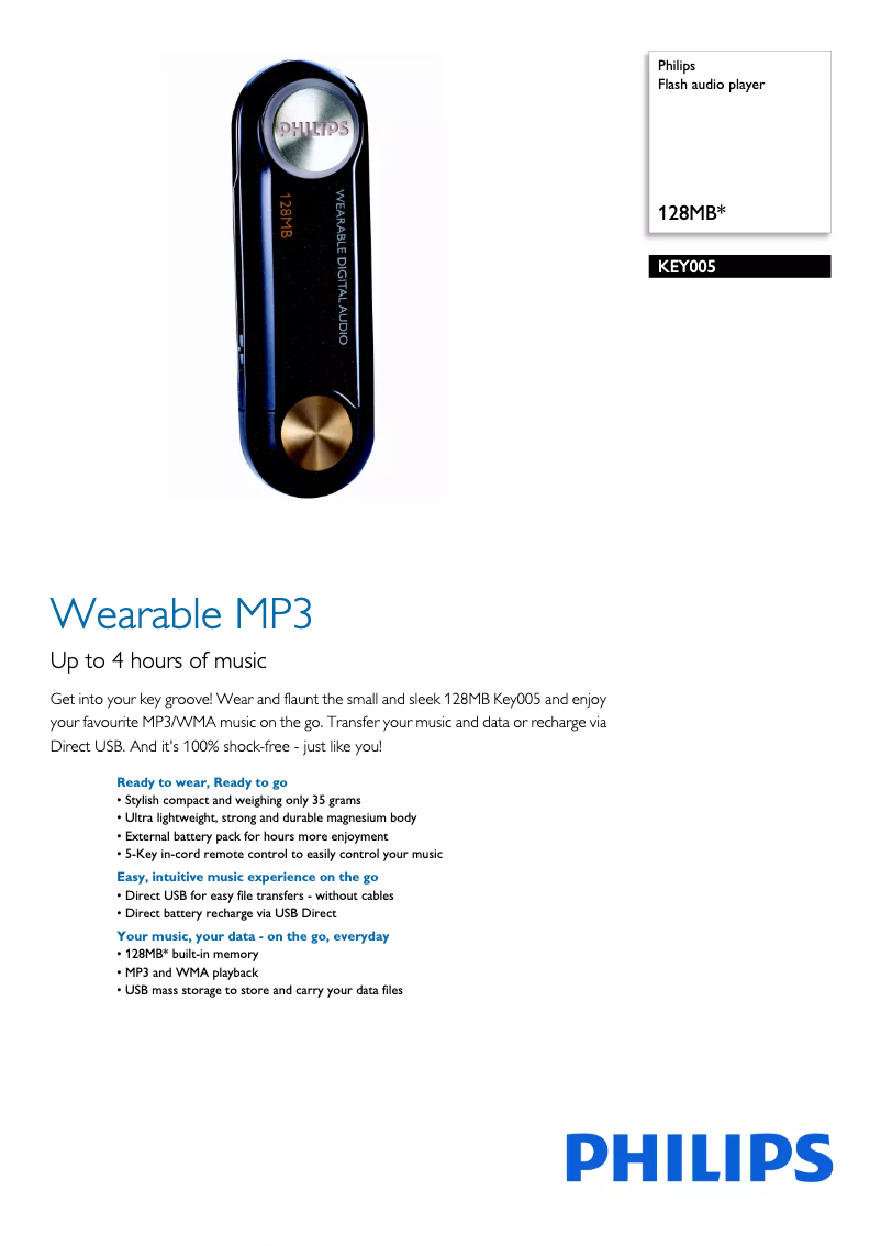 Page 1 of the manual Brochure Philips Key005