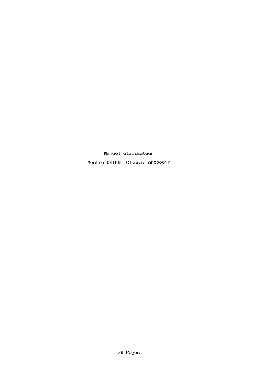 Page 1 de la notice Manuel utilisateur ORIENT Classic AK00001Y