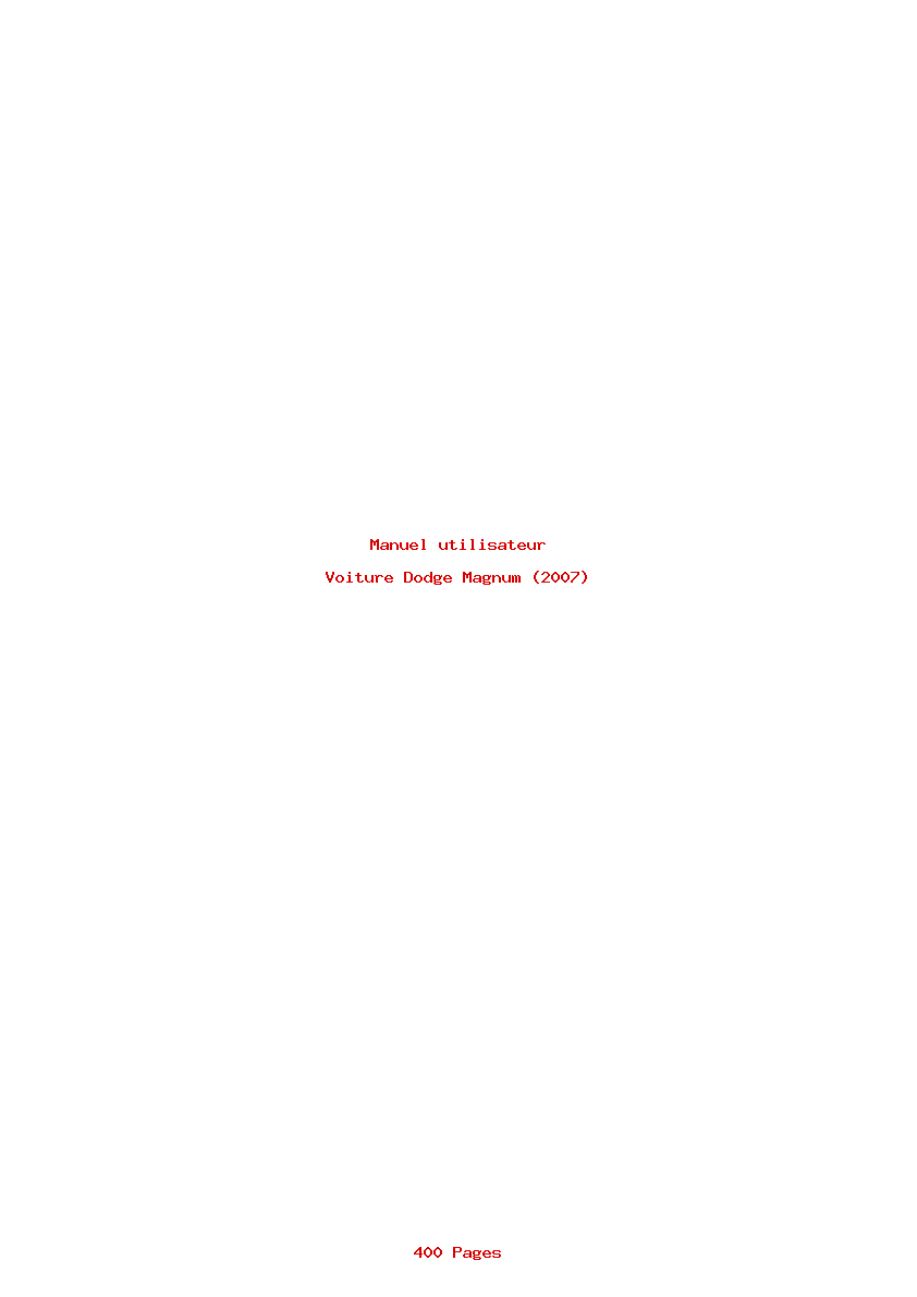Page 1 de la notice Manuel utilisateur Dodge Magnum (2007)