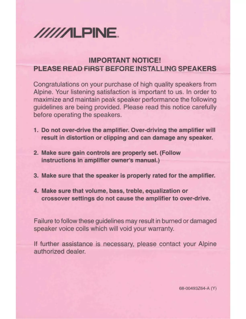 Page 1 de la notice Manuel utilisateur Alpine 30MC