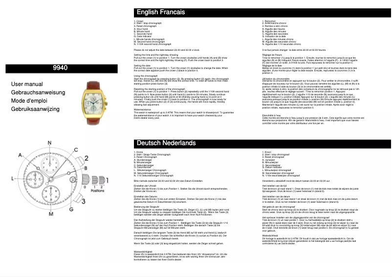 Page 1 de la notice Manuel utilisateur Davis 9940