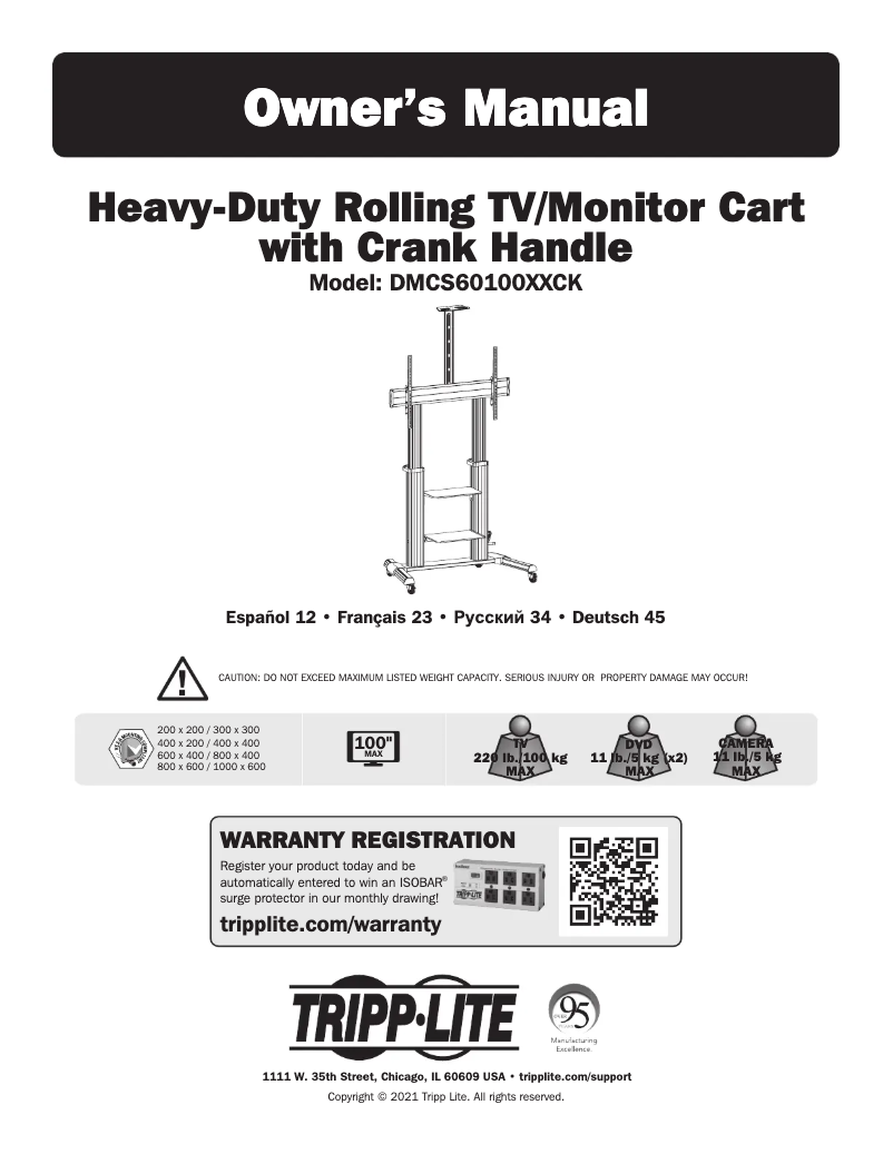 Page 1 de la notice Manuel utilisateur Tripp Lite DMCS60100XXCK