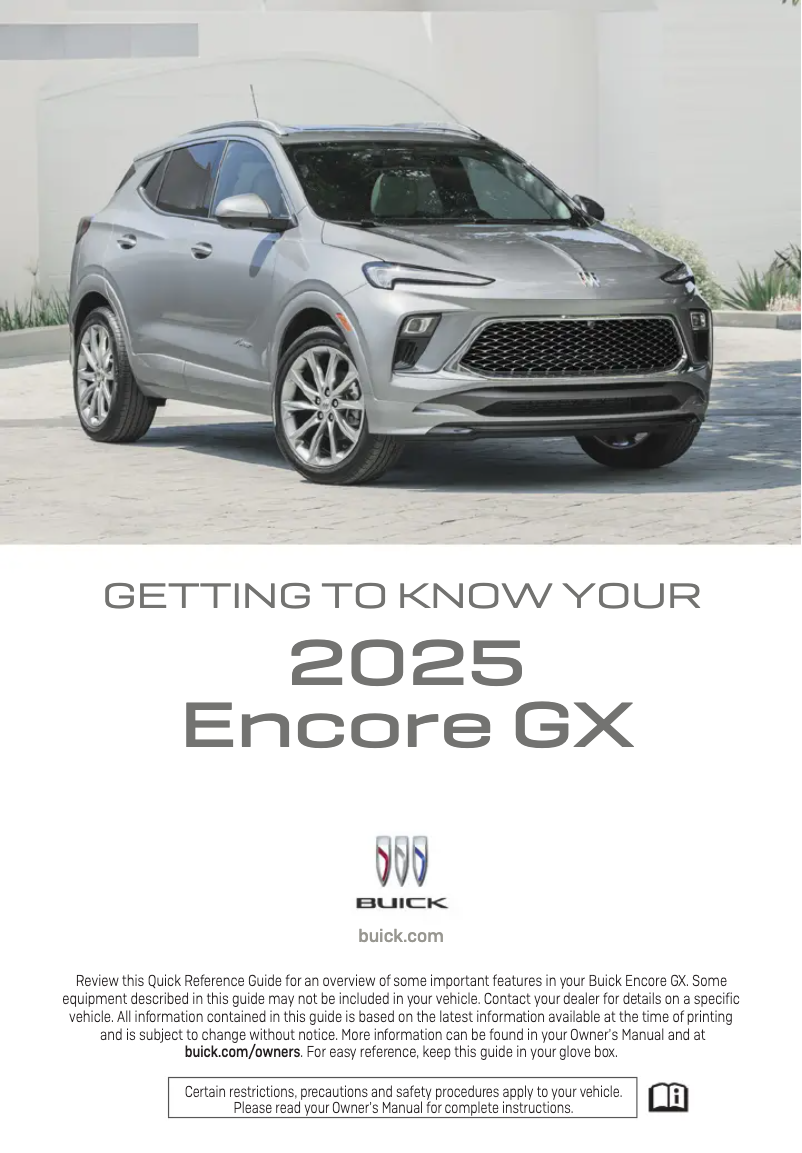 Page 1 de la notice Guide de démarrage rapide Buick Encore GX (2025)