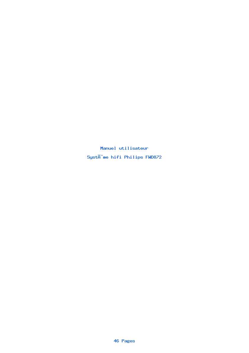 Page 1 de la notice Manuel utilisateur Philips FWD872