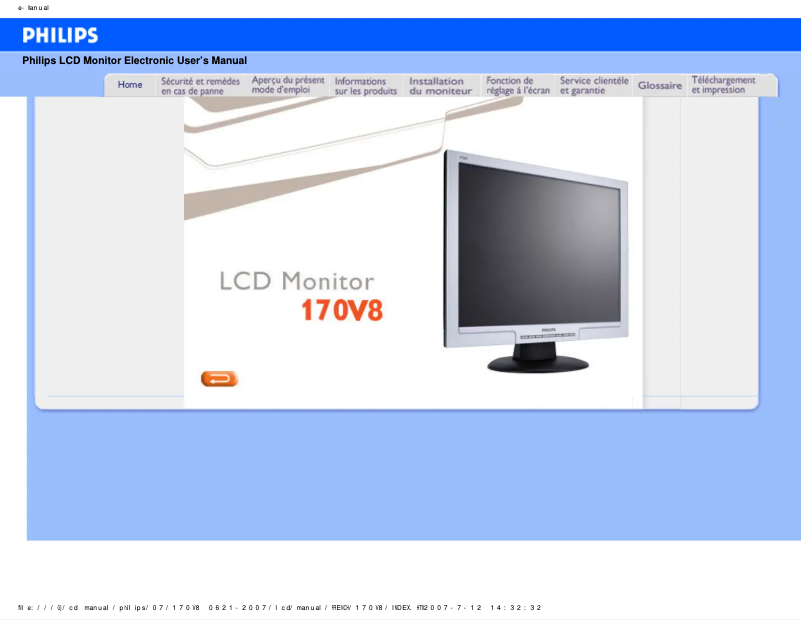 Page n°1 - Manuel utilisateur Philips 170V8FB