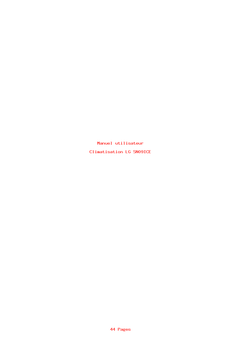 Page 1 de la notice Manuel utilisateur LG SN09ICE
