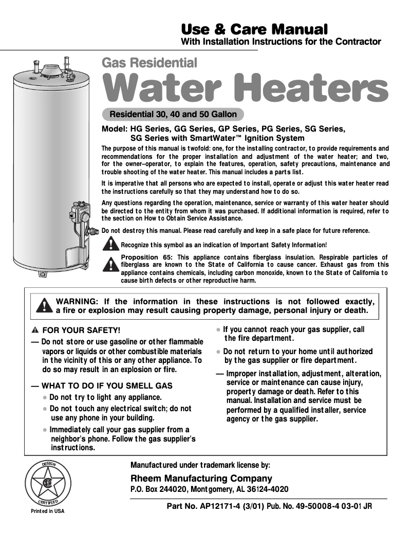 Página 1 del manual Manual de usuario GE SmartWater SG40T12A