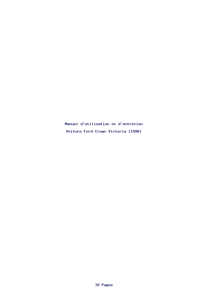 Page 1 de la notice Manuel d'utilisation et d'entretien Ford Crown Victoria (1996)