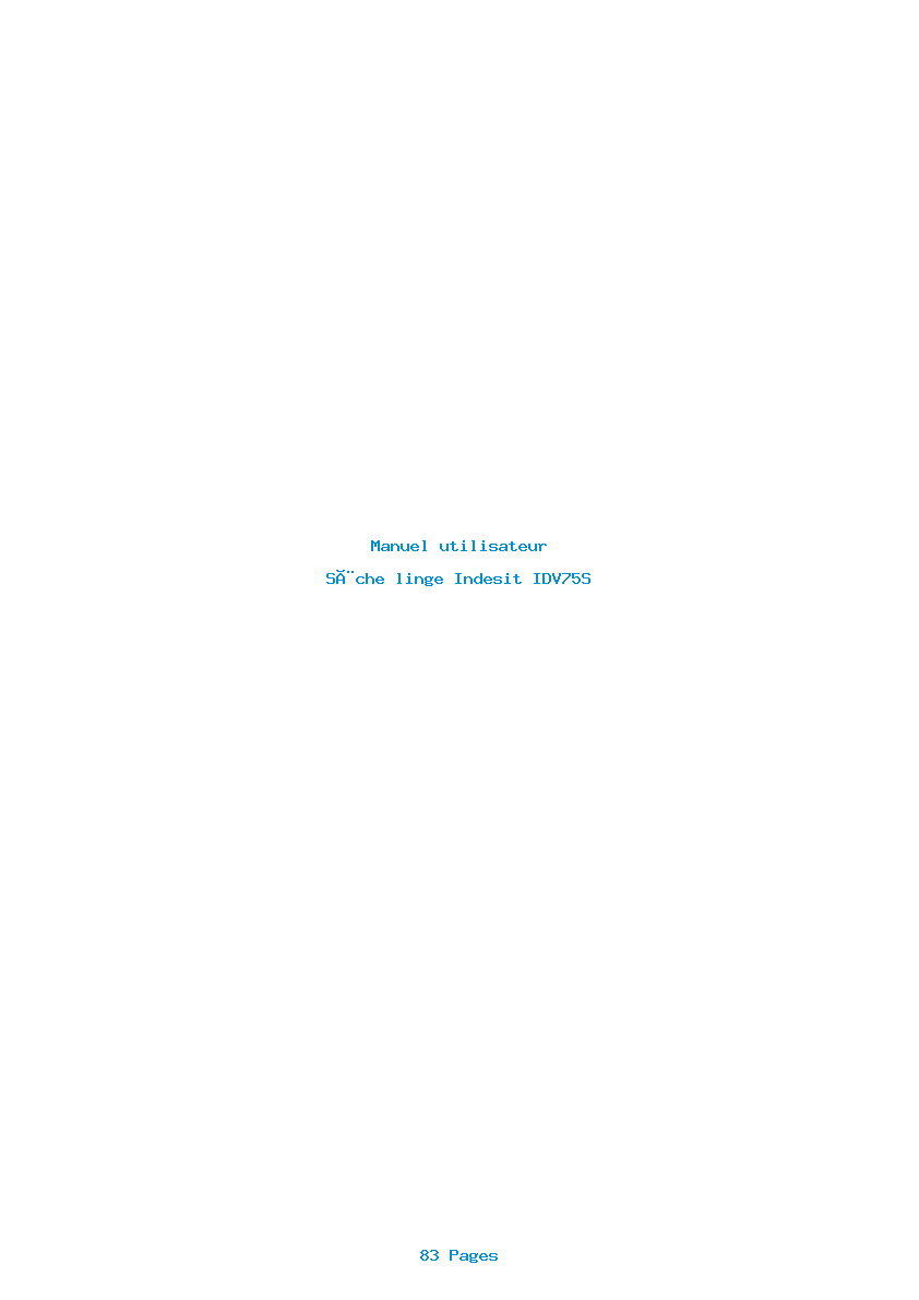 Page 1 de la notice Manuel utilisateur Indesit IDV75S
