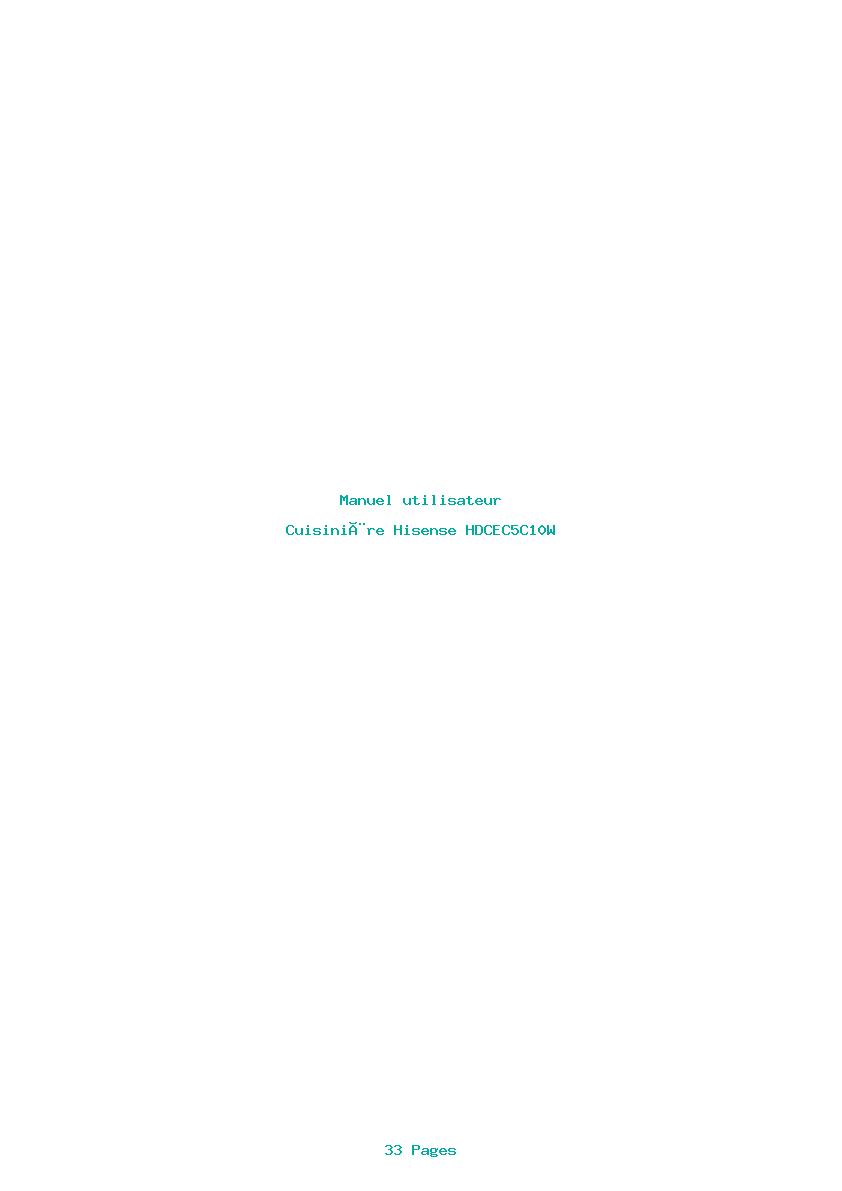 Page 1 de la notice Manuel utilisateur Hisense HDCEC5C10W