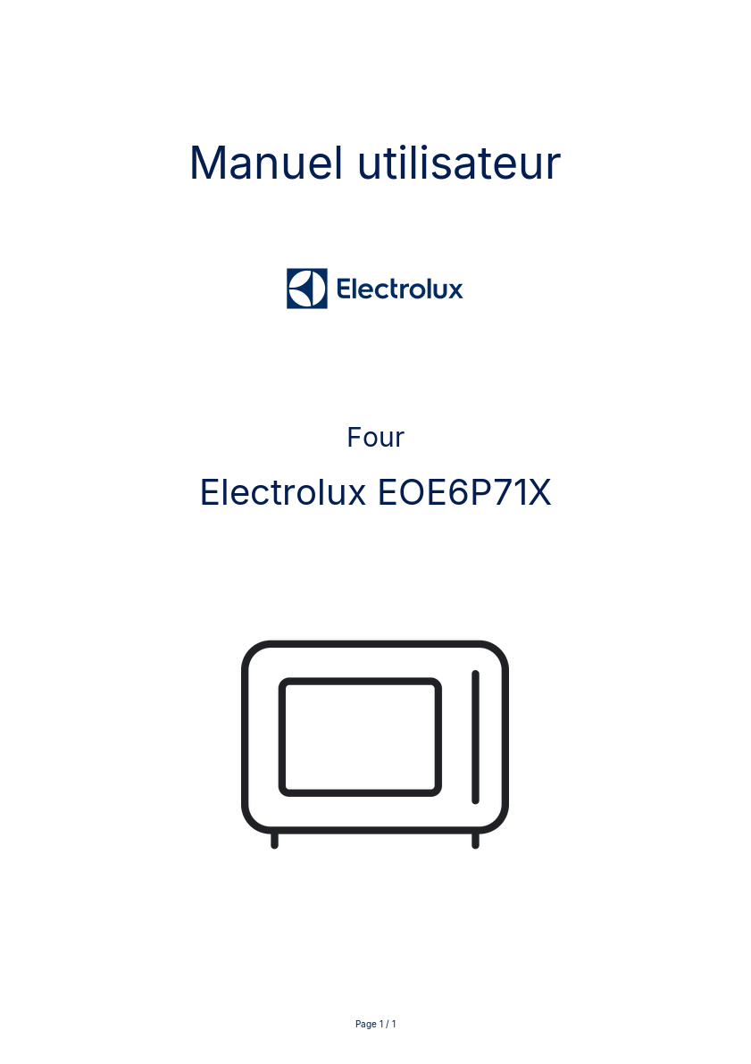 Page 1 de la notice Manuel utilisateur Electrolux EOE6P71X