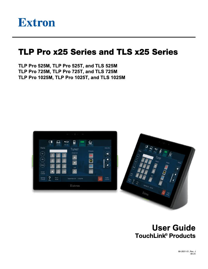 Page 1 of the manual User Manual Extron TLP Pro 1025M