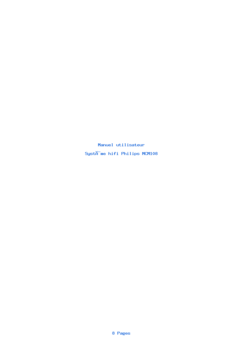 Page 1 de la notice Manuel utilisateur Philips MCM108