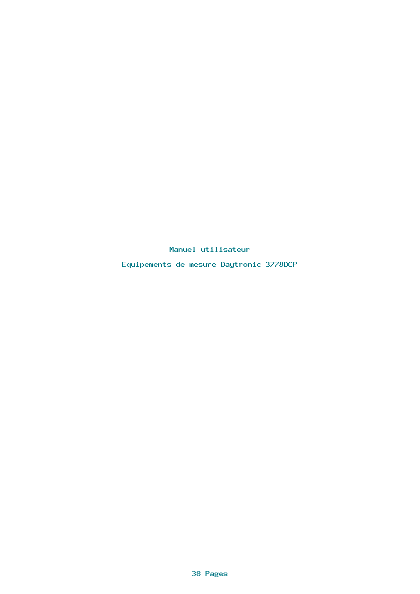 Page 1 de la notice Manuel utilisateur Daytronic 3778DCP