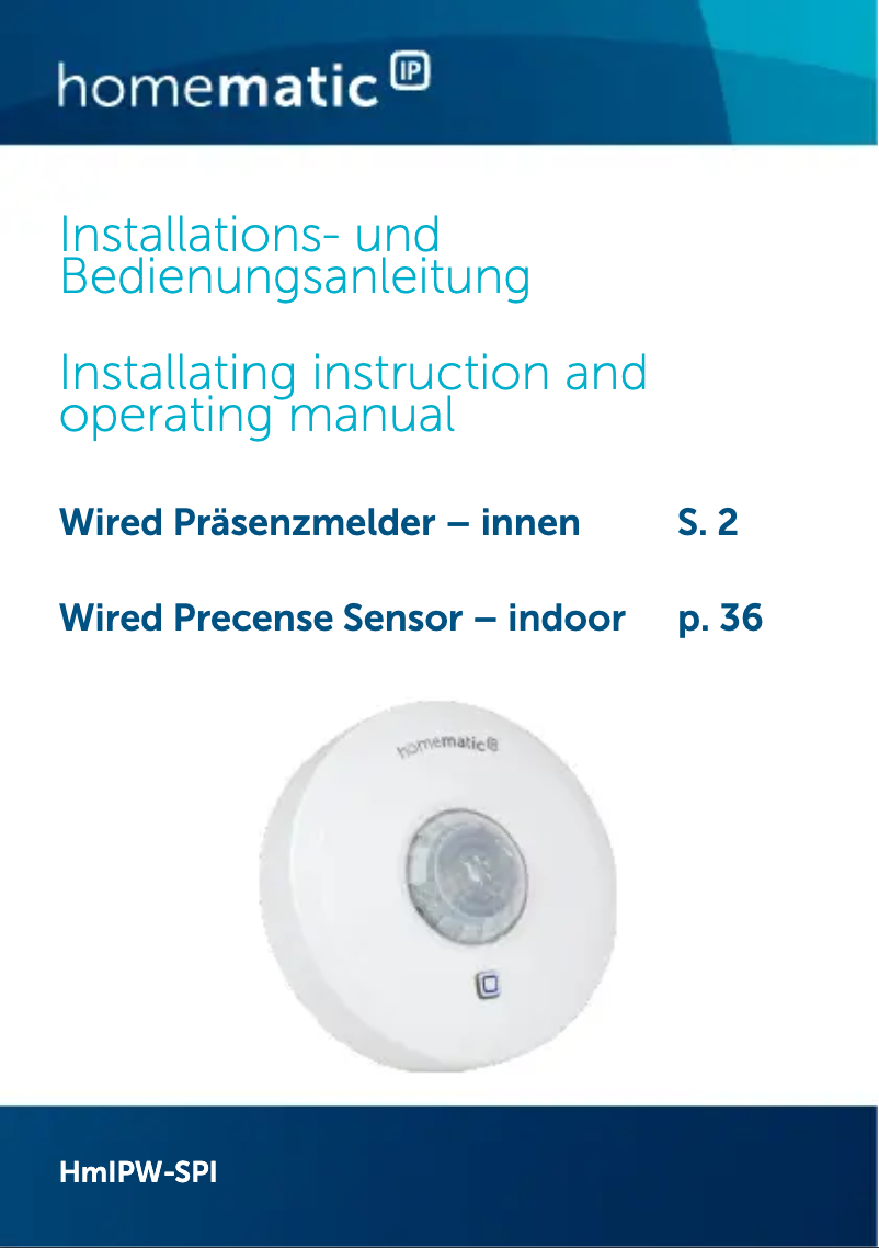 Page 1 de la notice Manuel utilisateur Homematic IP HMIPW-SPI