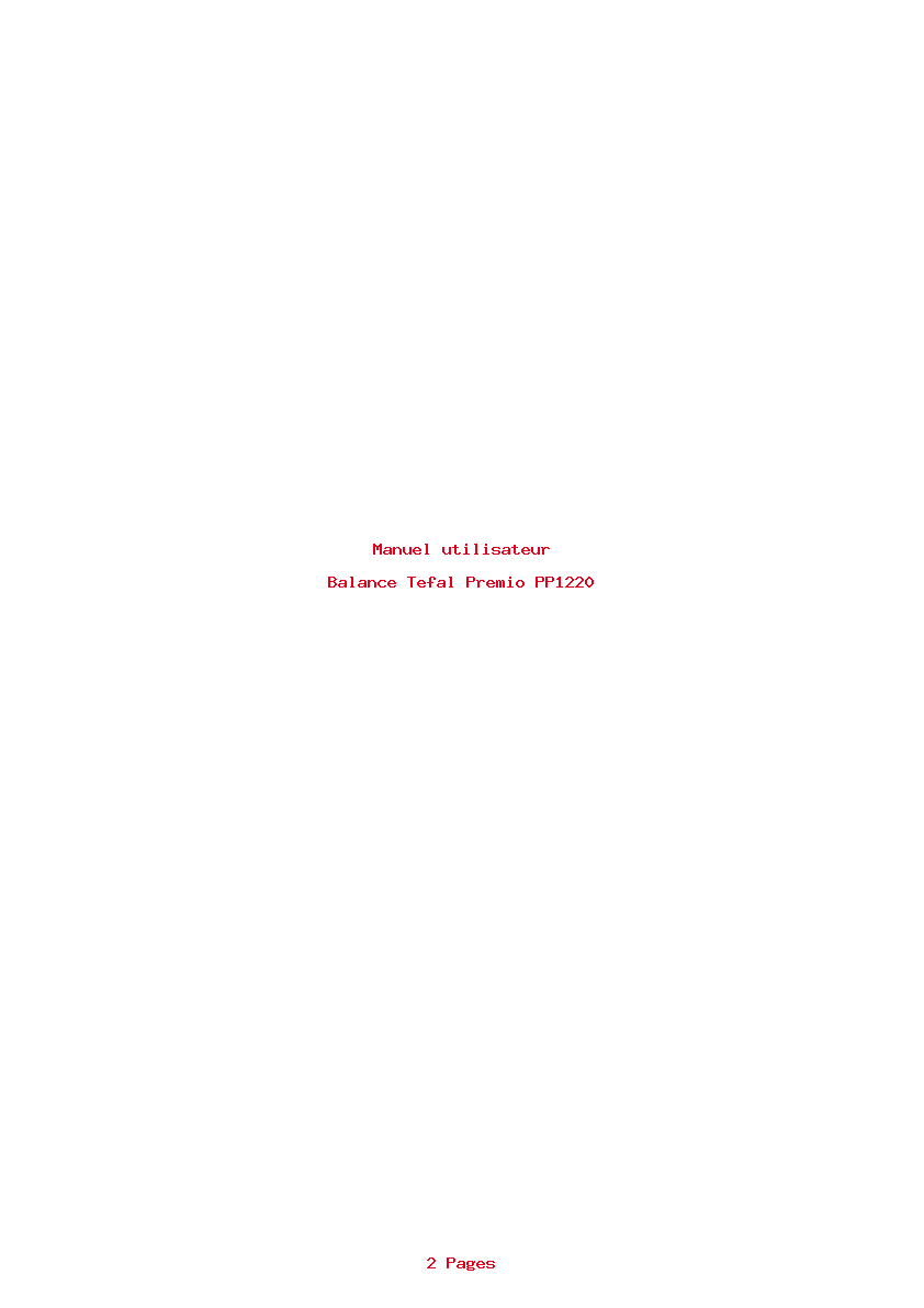 Page 1 de la notice Manuel utilisateur Tefal Premio PP1220