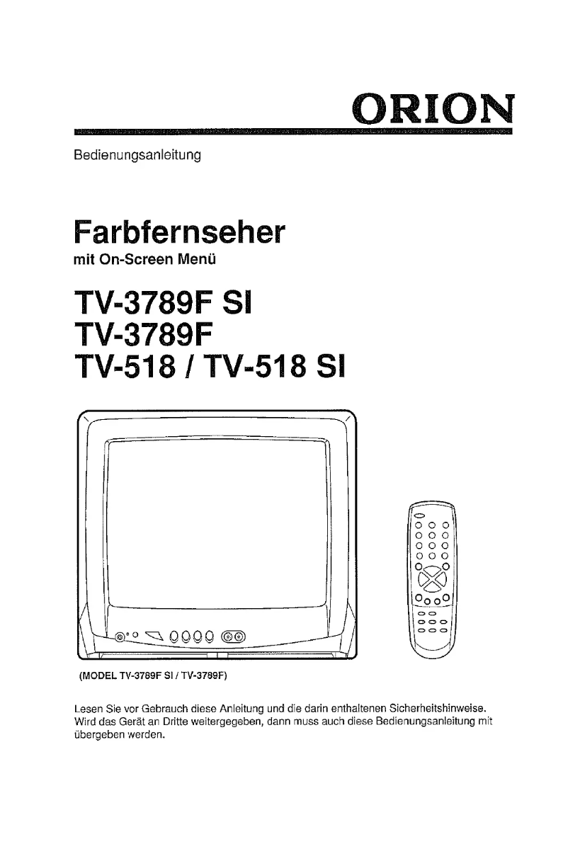 Página 1 del manual Manual de usuario Orion TV-3789F SI