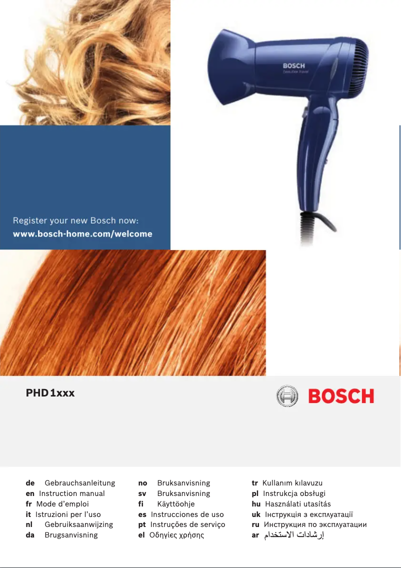 Page 1 de la notice Manuel utilisateur Bosch PHD1100 Beautixx