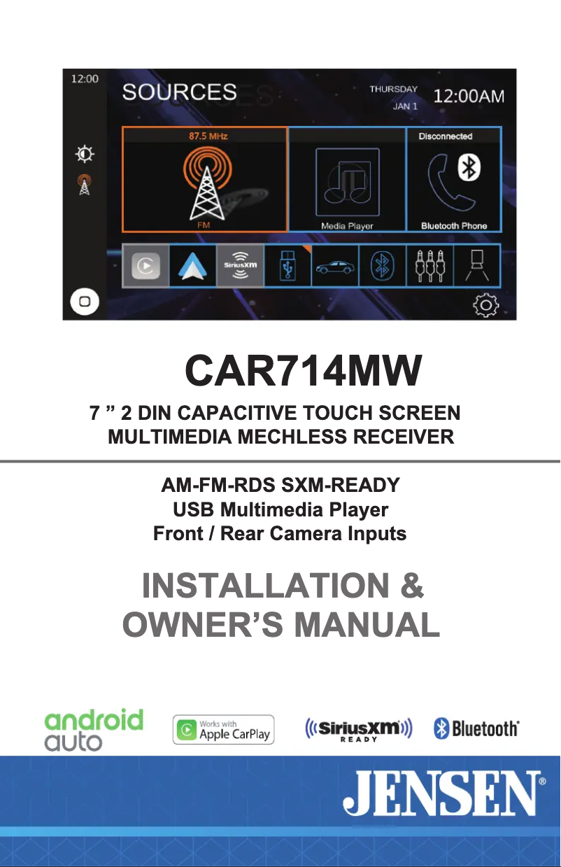 Page 1 de la notice Mode d'emploi Jensen CAR714MW