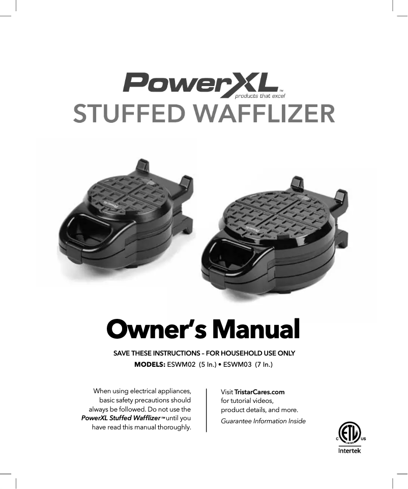 Page 1 of the manual User Manual PowerXL Stuffed Wafflizer ESWM03