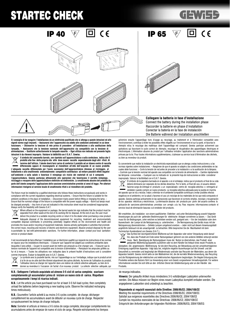 Page 1 of the manual User Manual Gewiss GW80904