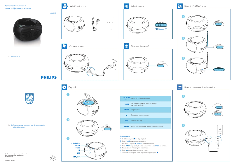 Page 1 de la notice Manuel utilisateur Philips ARG300