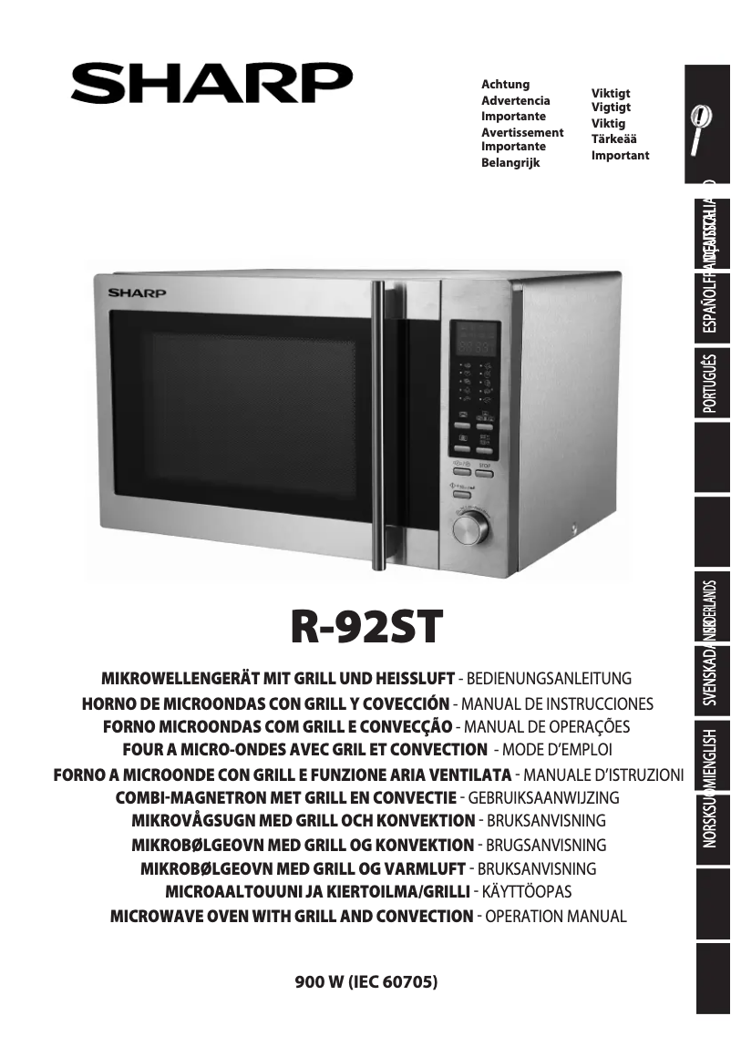 Página 1 del manual Manual de usuario Sharp R-92ST