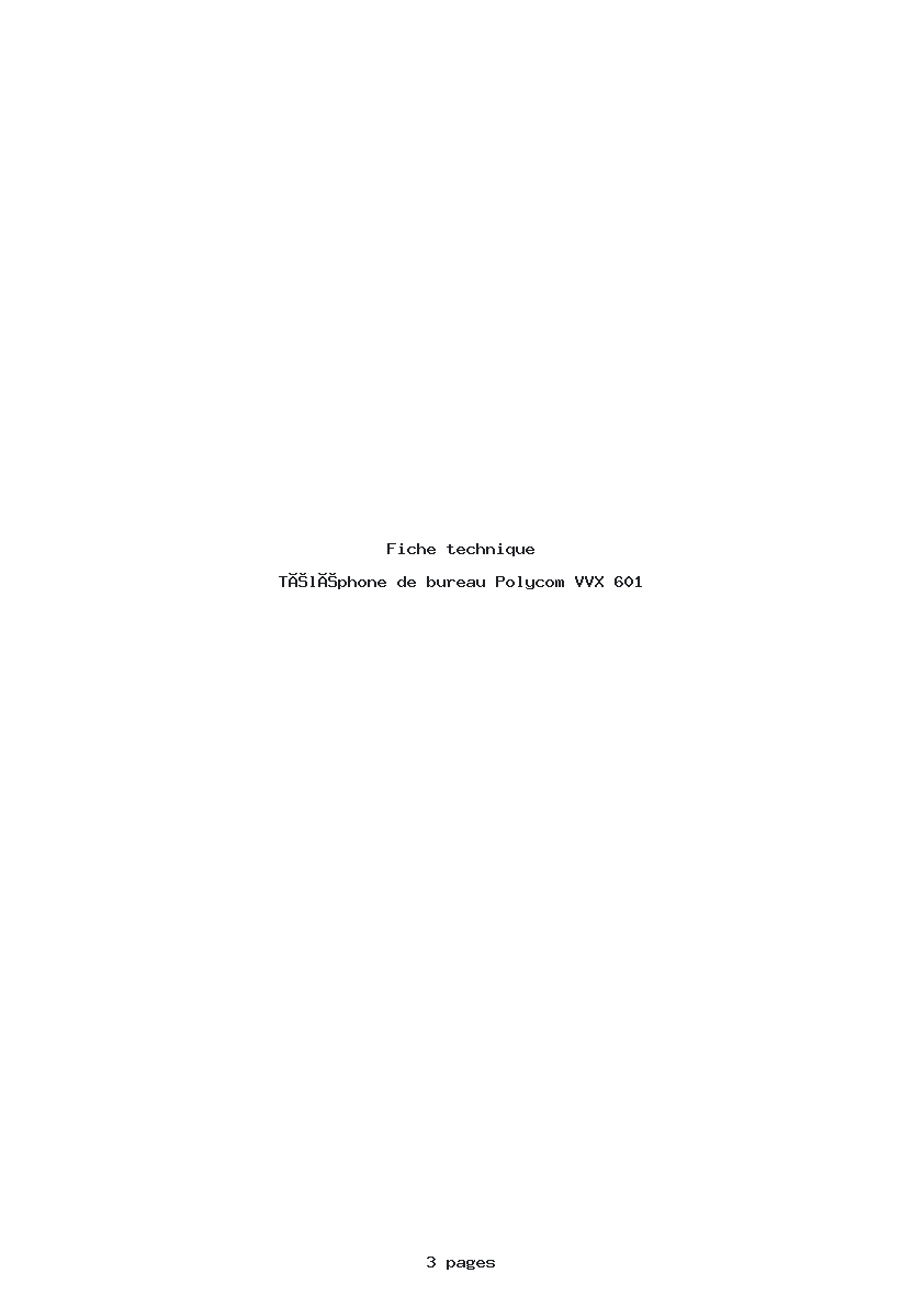Page 1 de la notice Fiche technique Polycom VVX 601