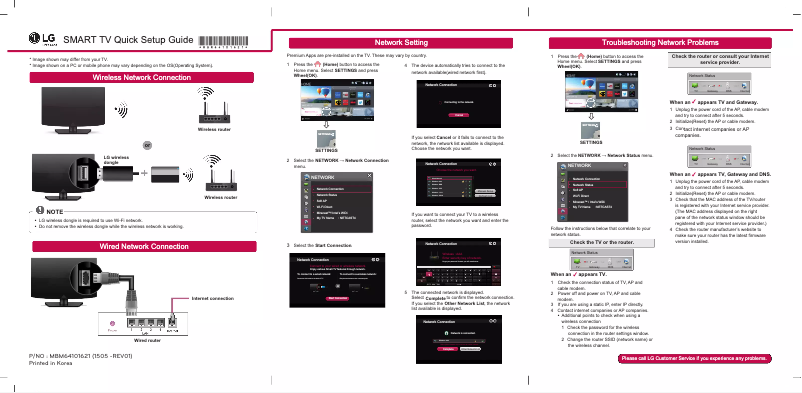 Page 1 de la notice Guide d'installation LG 40UB809Y