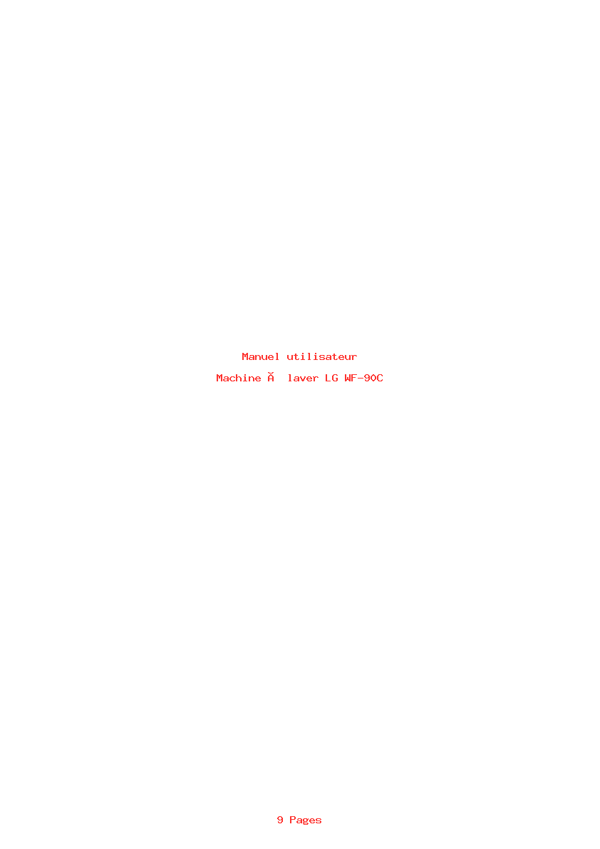 Page 1 de la notice Manuel utilisateur LG WF-90C