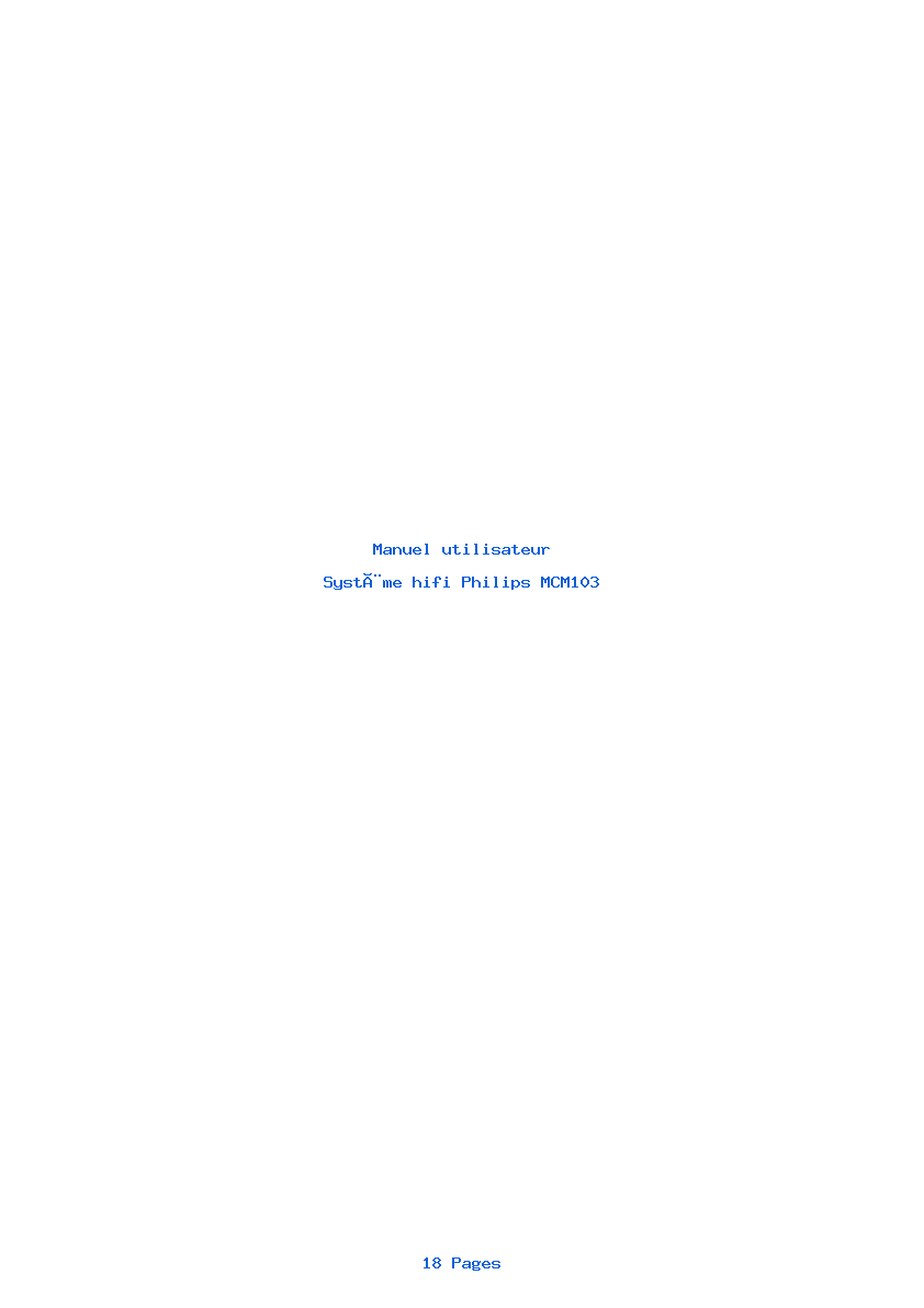 Page 1 de la notice Manuel utilisateur Philips MCM103