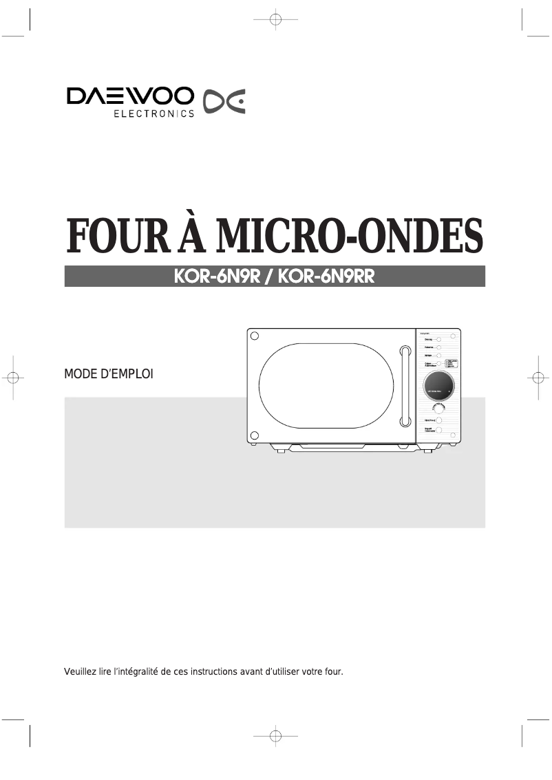 Page 1 de la notice Manuel utilisateur Daewoo KOR-6N9R
