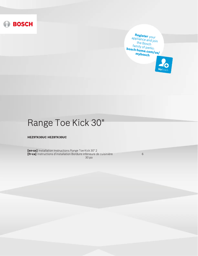 Page 1 of the manual User Manual Bosch HEZ9TK30UC