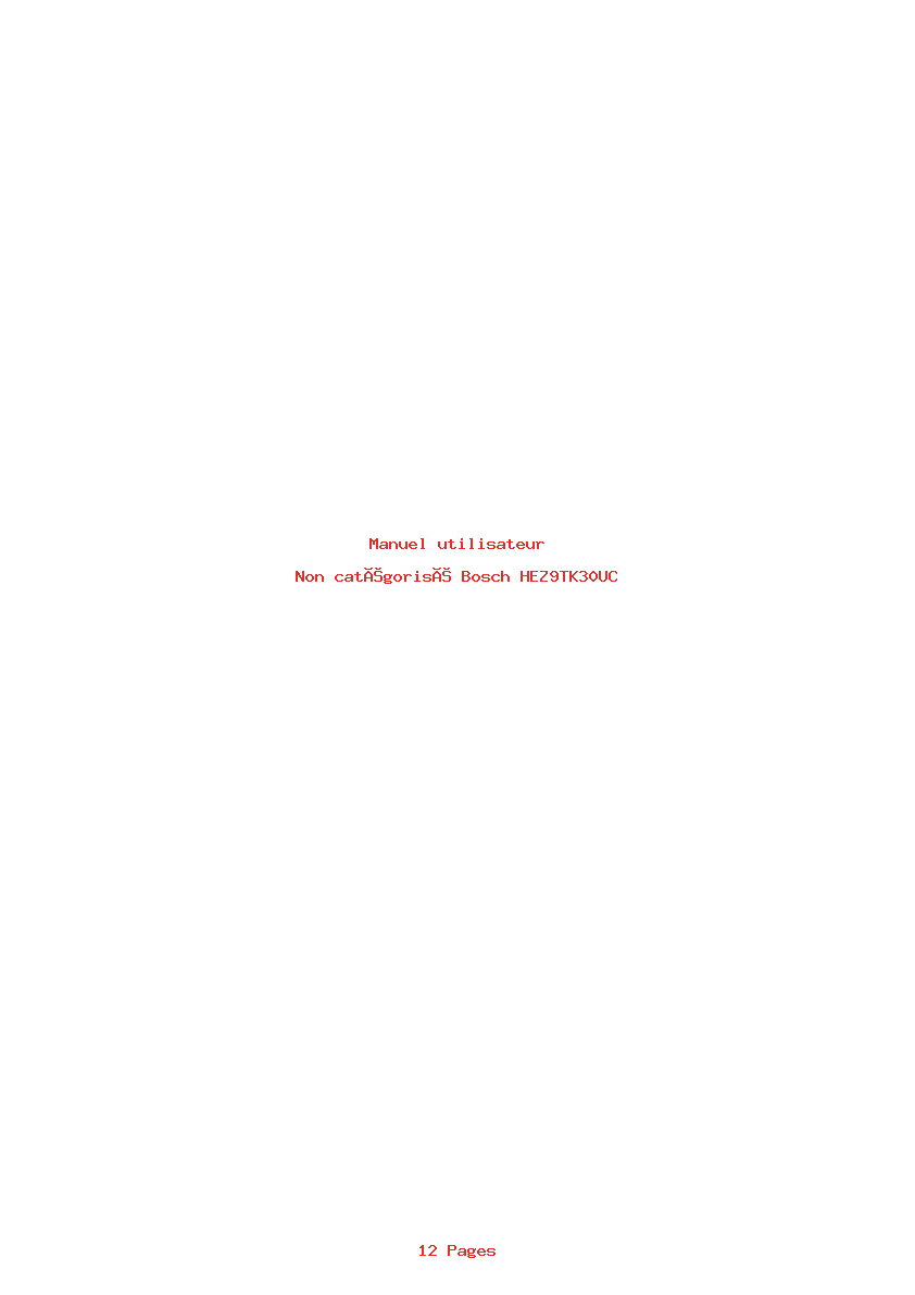 Page 1 de la notice Manuel utilisateur Bosch HEZ9TK30UC