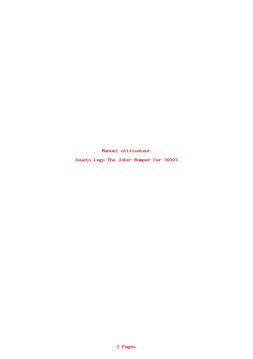Page 1 de la notice Manuel utilisateur Lego The Joker Bumper Car 30303