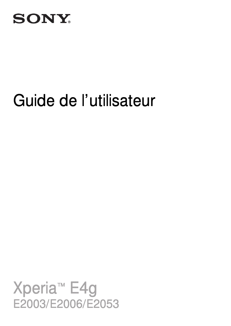 Image de la première page du manuel de l'appareil Xperia E4g Dual