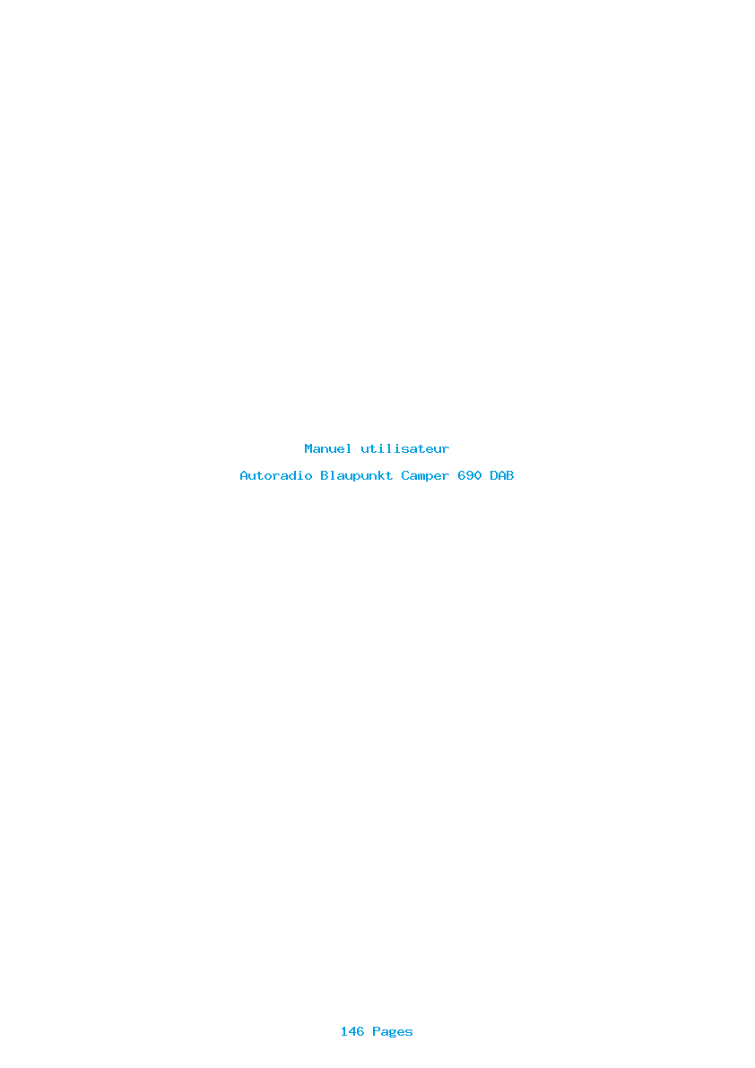 Page 1 de la notice Manuel utilisateur Blaupunkt Camper 690 DAB
