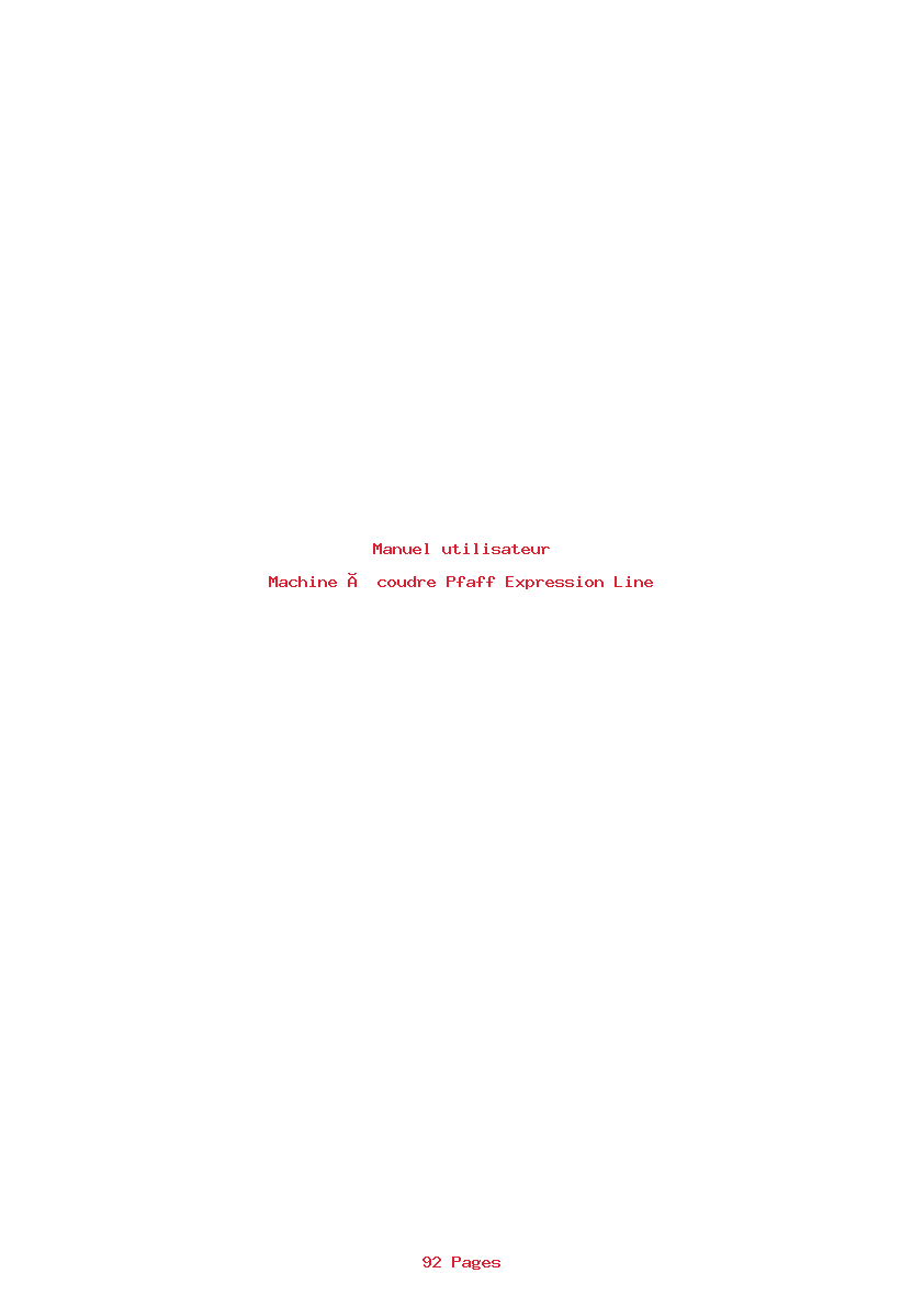 Page 1 de la notice Manuel utilisateur Pfaff Expression Line