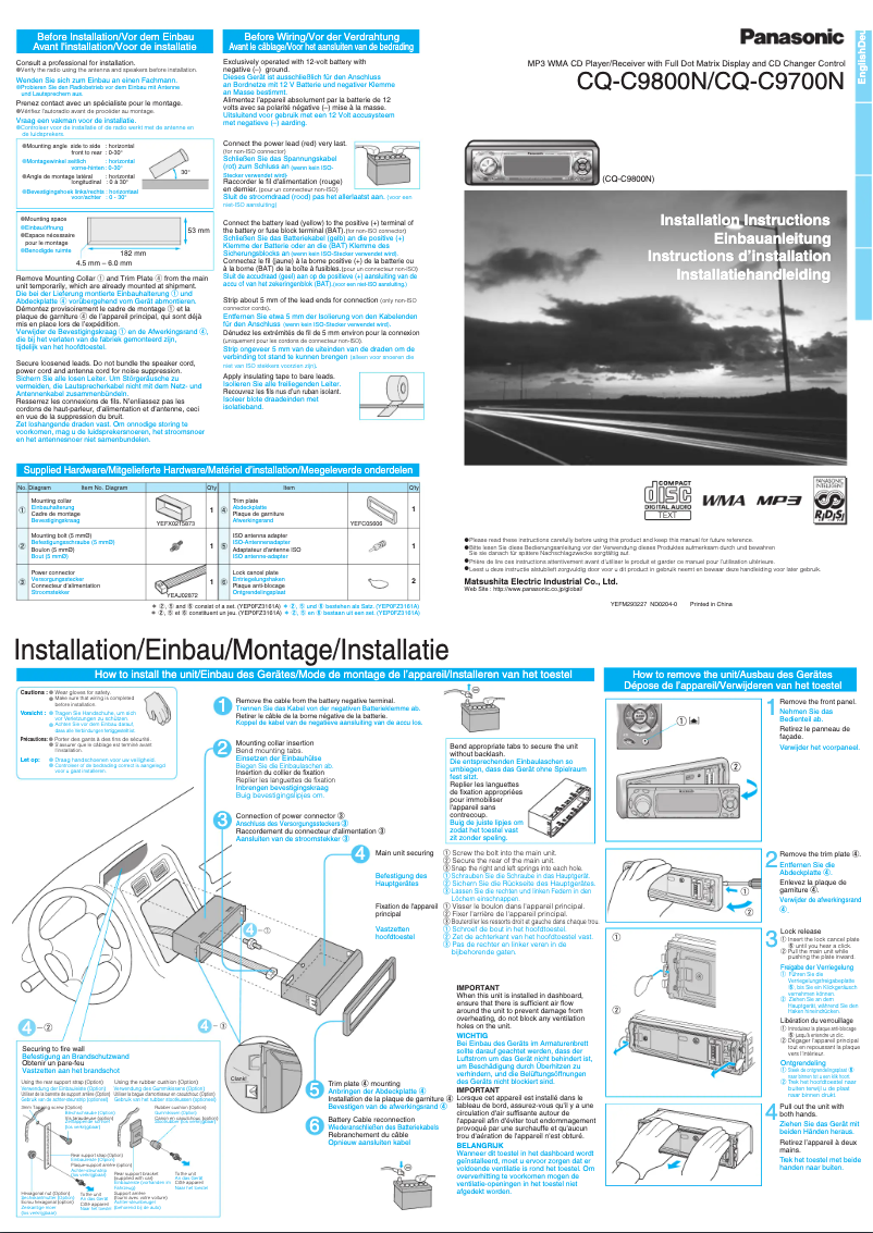 Página 1 del manual Manual de usuario Panasonic CQ-C9800N