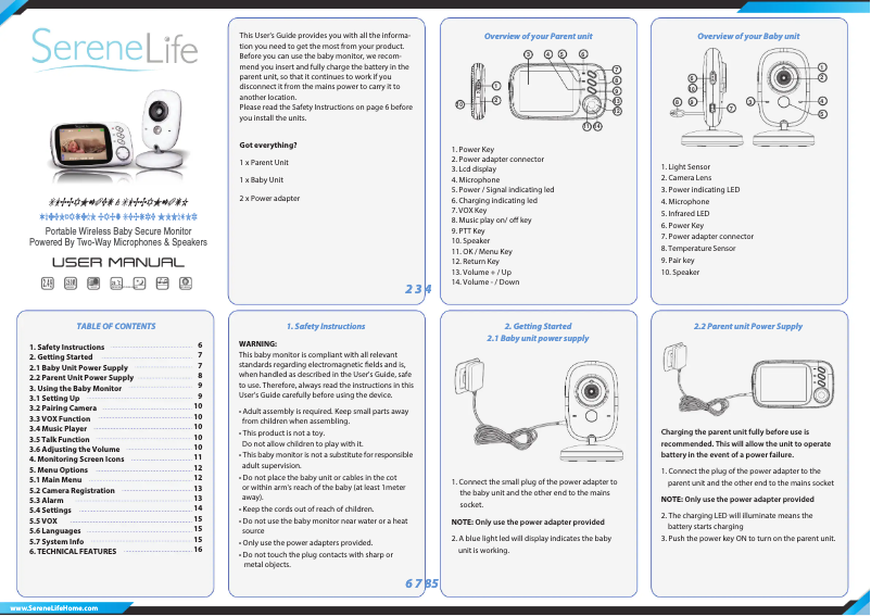 Page 1 de la notice Manuel utilisateur SereneLife SLBCAM550UK