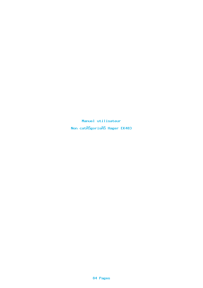 Page 1 de la notice Manuel utilisateur Hager EK483