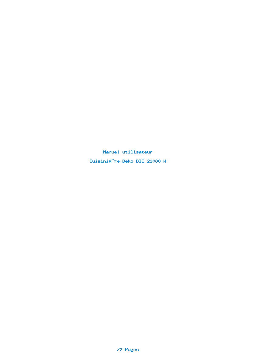 Page 1 de la notice Manuel utilisateur Beko BIC 21000 W