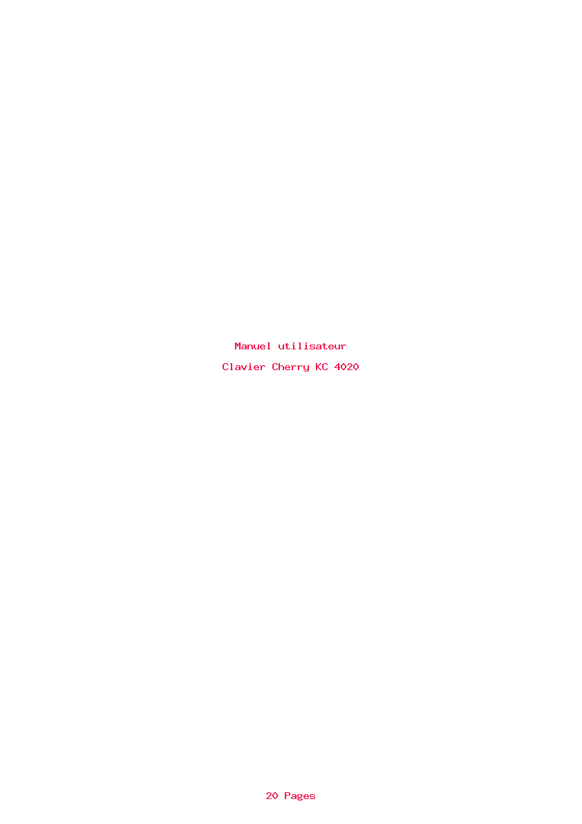Page 1 de la notice Manuel utilisateur Cherry KC 4020